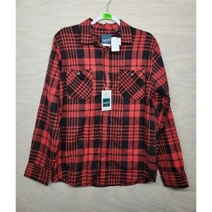 Bruno Milano Men's SZ M Supersoft Button Up Flannel Shirt Outdoor Plaid Red New